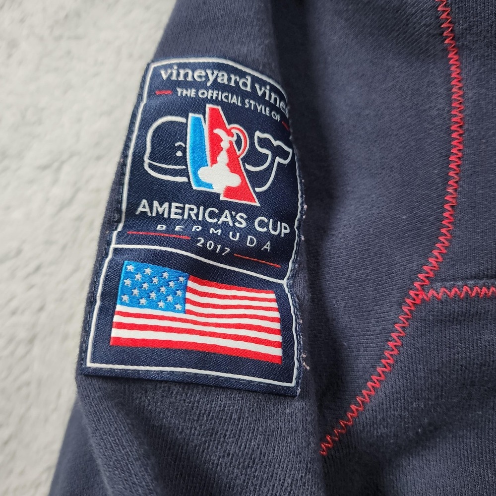 Vineyard Vines Jacket Mens XL Navy 1/4 Zip Fleece America's Cup Bermuda 2017 - Picture 5 of 13